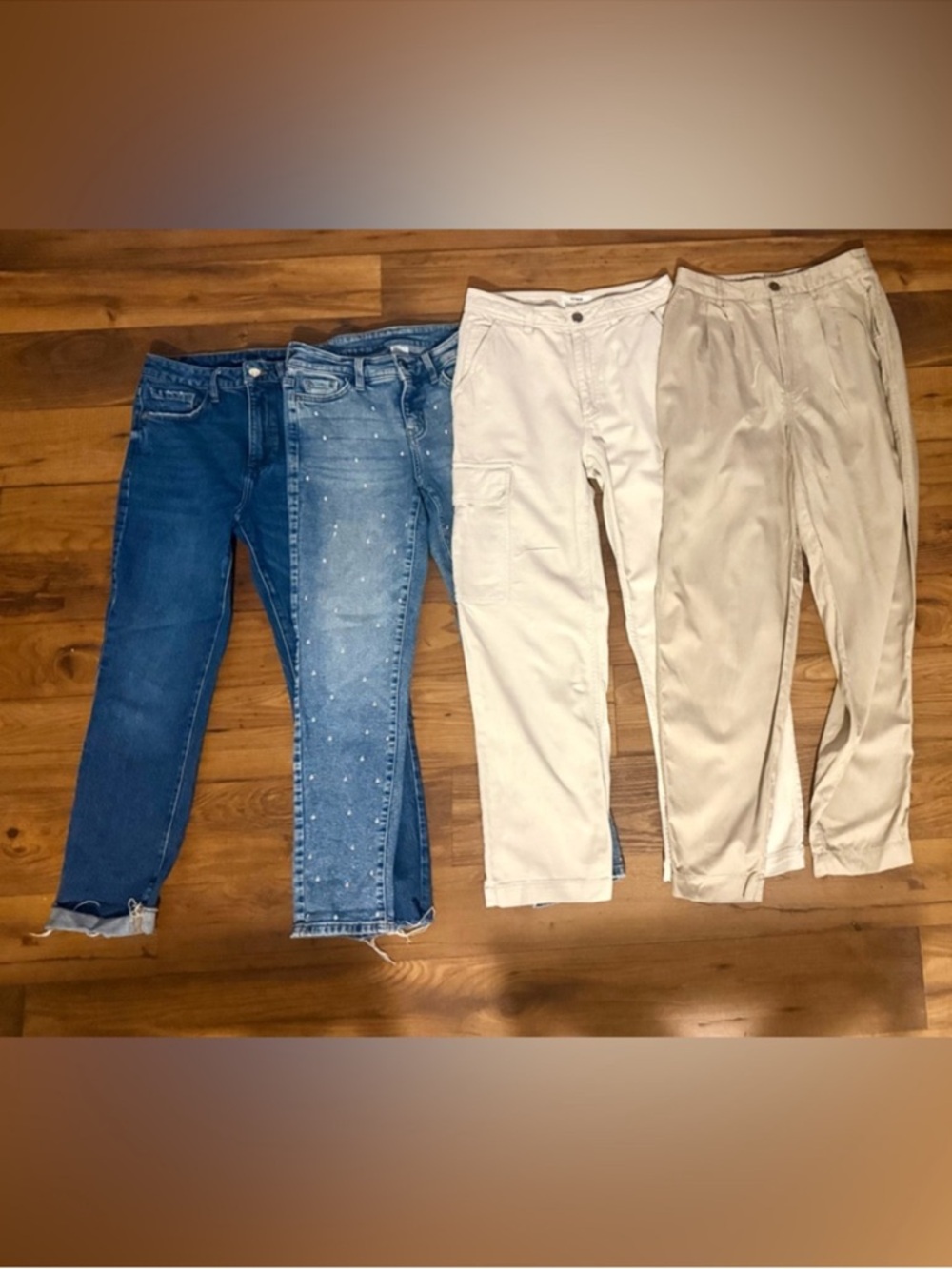 BUNDLE DEAL Mixed Jeans and Pants  - Blue Denim & Beige/Tan Pants 4 PACK SIZE: 4
